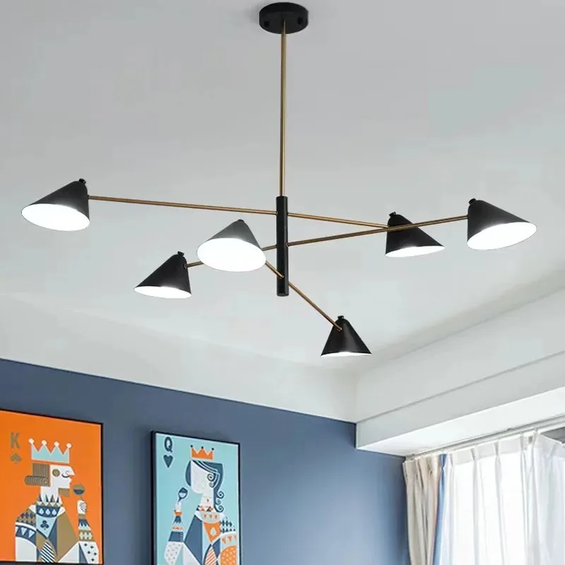 Post Modern Chandelier Nordic creative Black Cone Shadelight living room  designer minimalist atmosphere dining room lighting