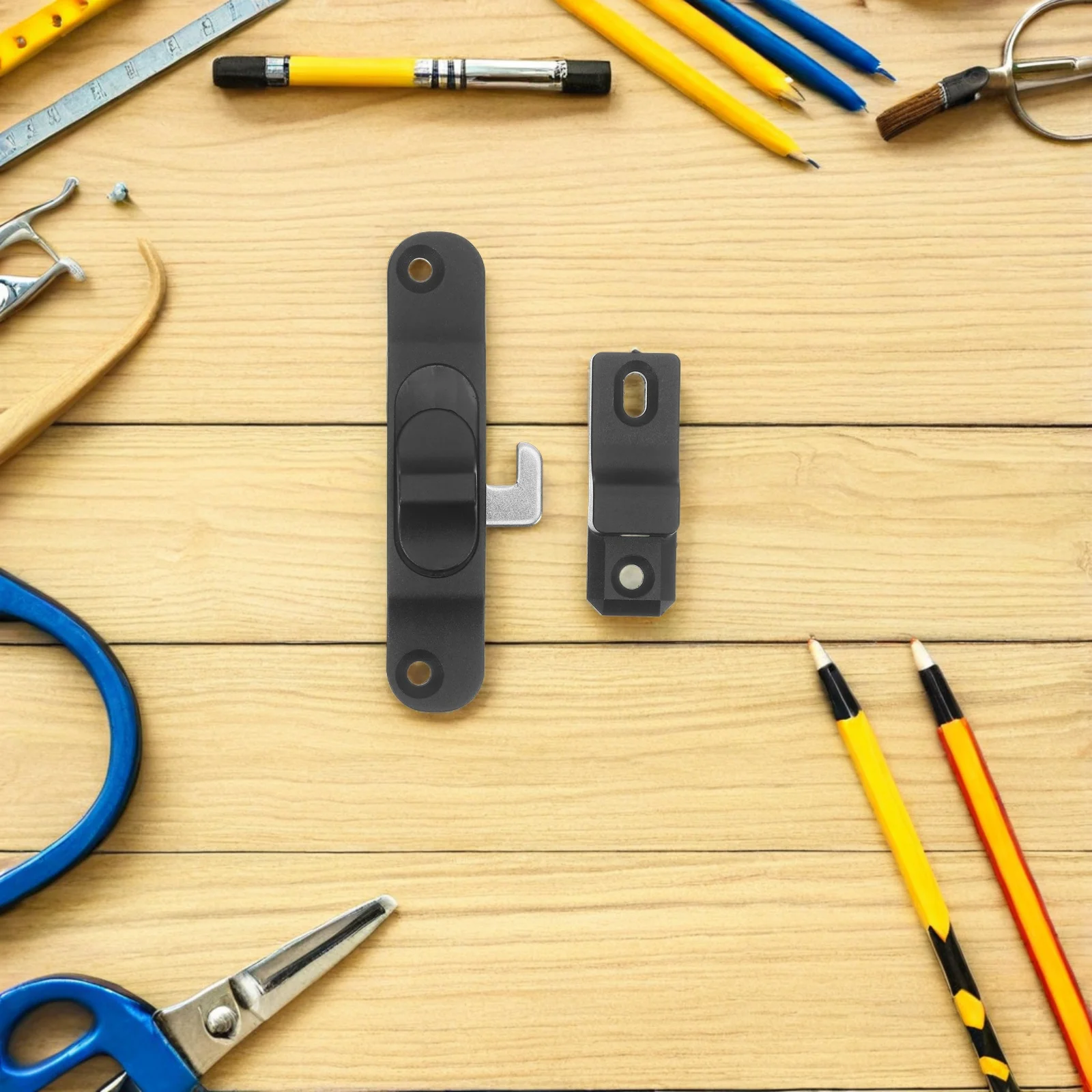 

4pcs Aluminum Alloy Window Limiter Black Non-Perforated Snap Lock Child Safety Sliding Latch Lock Window Hardware Accessories