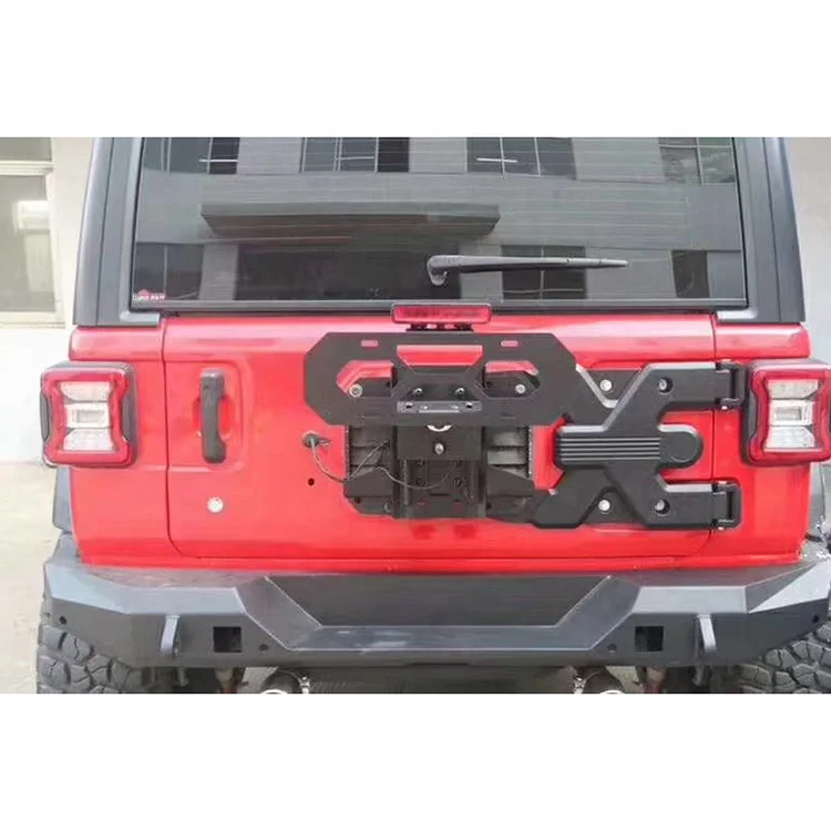 HW Offroad 4x4 Tailgate Bracket Hinge Reinforcement Spare Tire Carrier for Wrangler JL Gladiator JT Pickup Truck Bumper