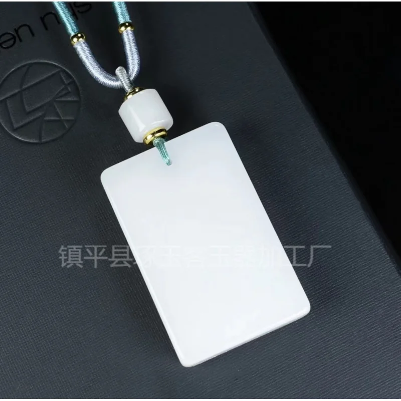 

Xinjiang Golden Silk Amulet , Sheep Fat White Jade Peace Buckle Pendant, Guanyin Buddha Necklace