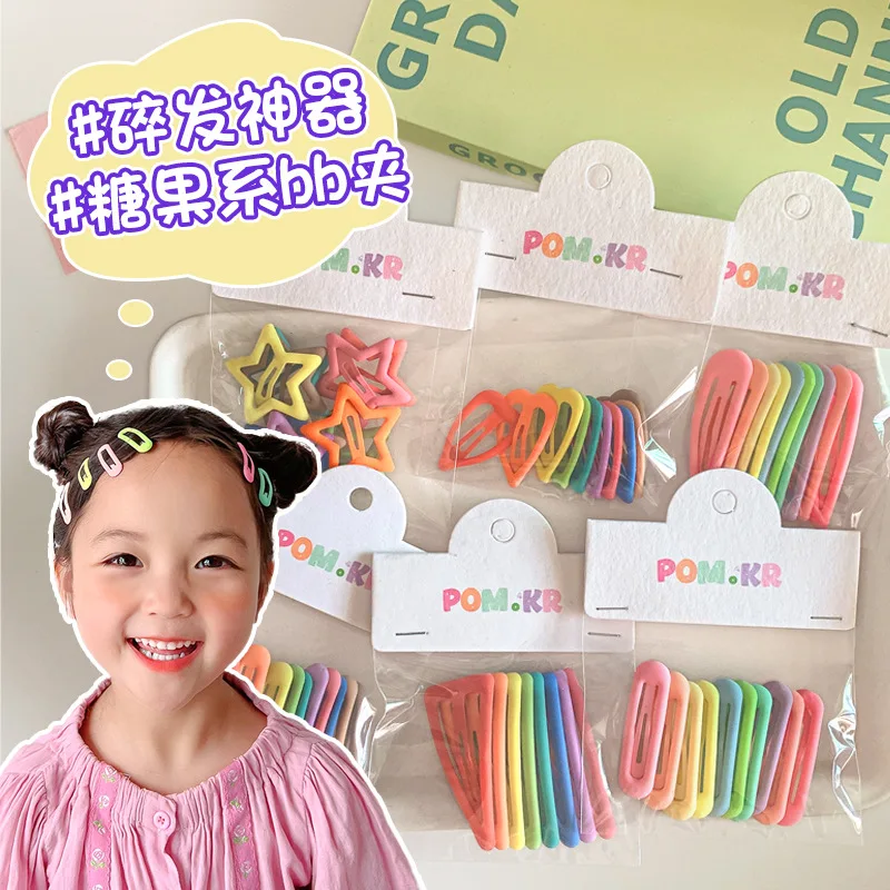 

Детские заколки для волос ярких цветов в корейском стиле, милые заколки BB в форме сердца для девочек, детские аксессуары для волос