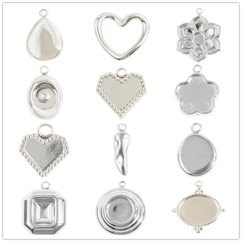 10pcs/Lot Stainless Steel Fashion Oval Irregular Shaped Chili Heart-Shaped Pendant Diy Necklace Earrings Jewelry Making Material
