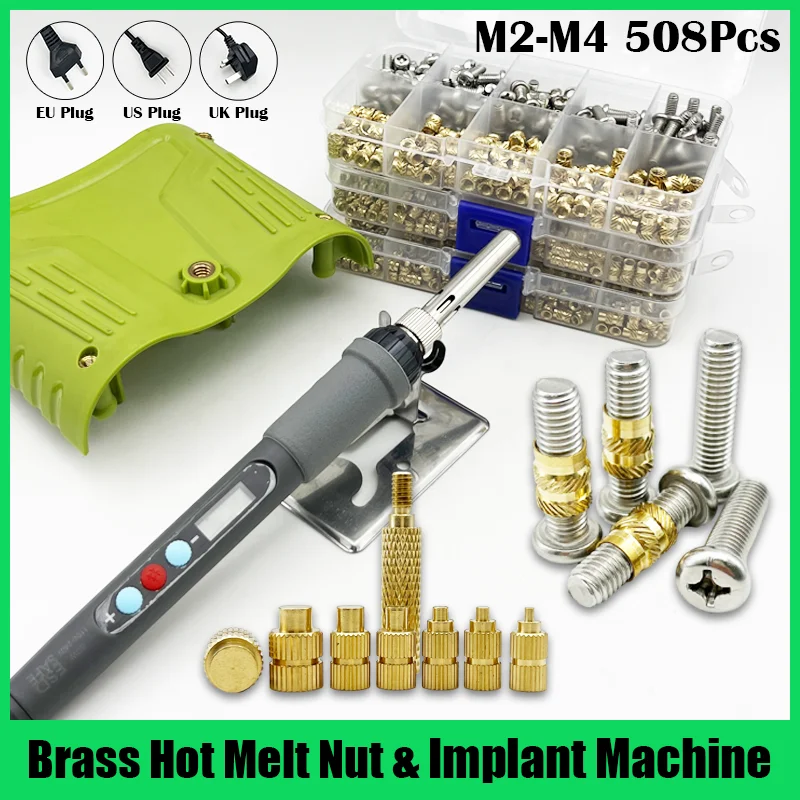 

M2 M3 M4 Brass Insert Nut Bolt Screw Implantation Machine Hot Melt Knurled Thread Heat Soldering Iron Tip 3D Printer Accessory