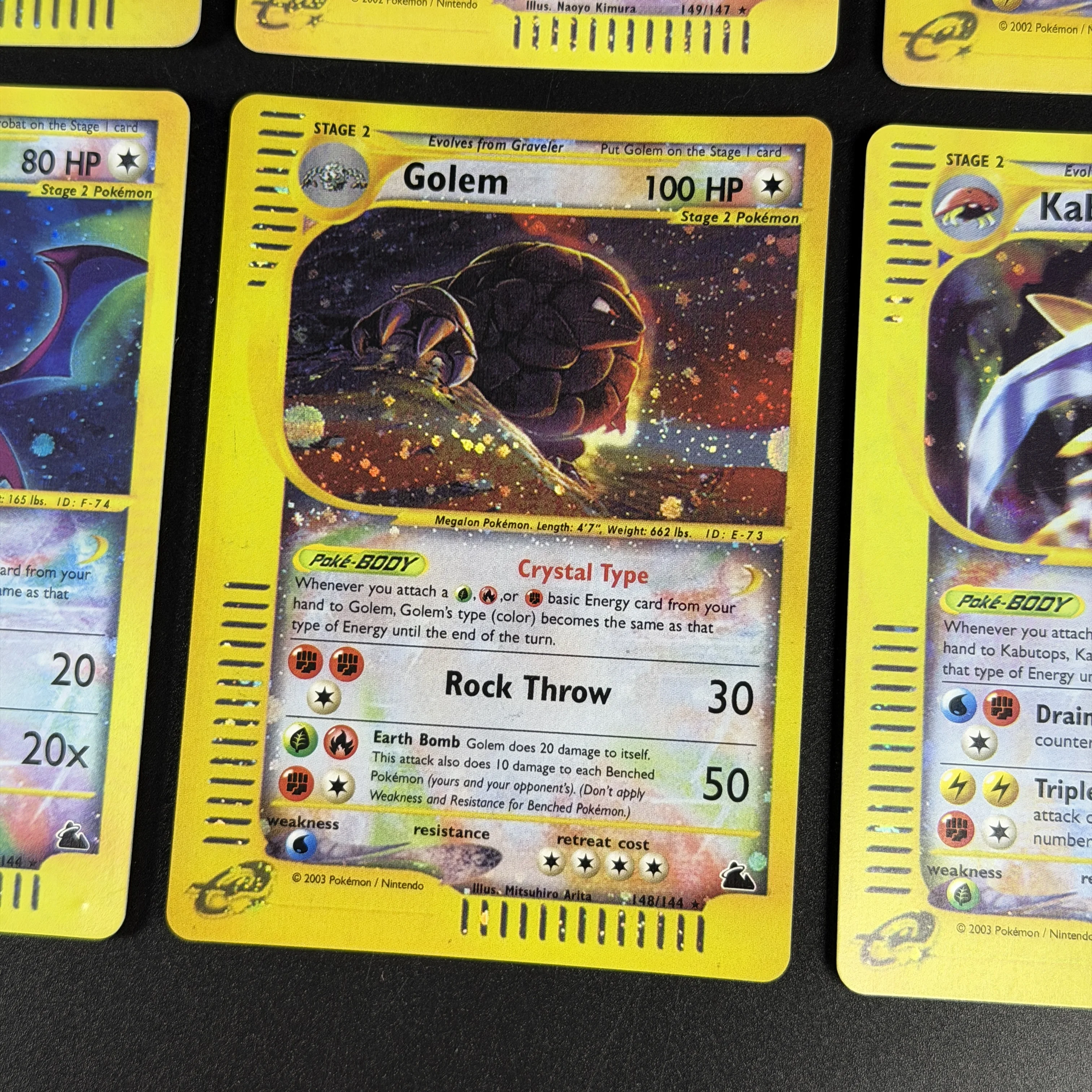 PTCG Vintage e-Series Crystal Type Set Skyridge Aquapolis Kabutops Lugia Kingdra Crobat Golem Nidoking Holo Foil Proxy-Karten – Detail 5