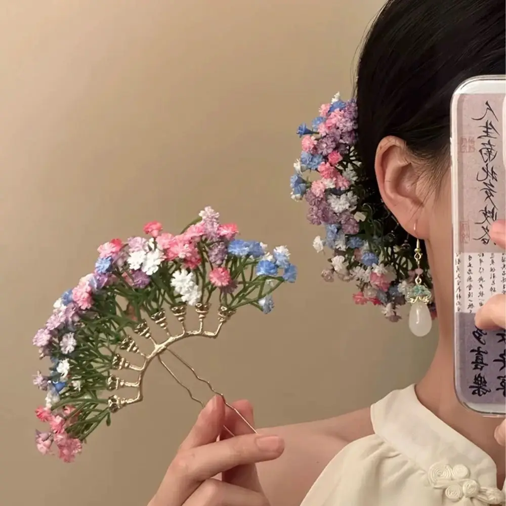 

Заколка для волос «Звездное небо» с цветами, в богемном стиле, китайская, с имитацией цветов, тайская заколка-шпилька для невесты