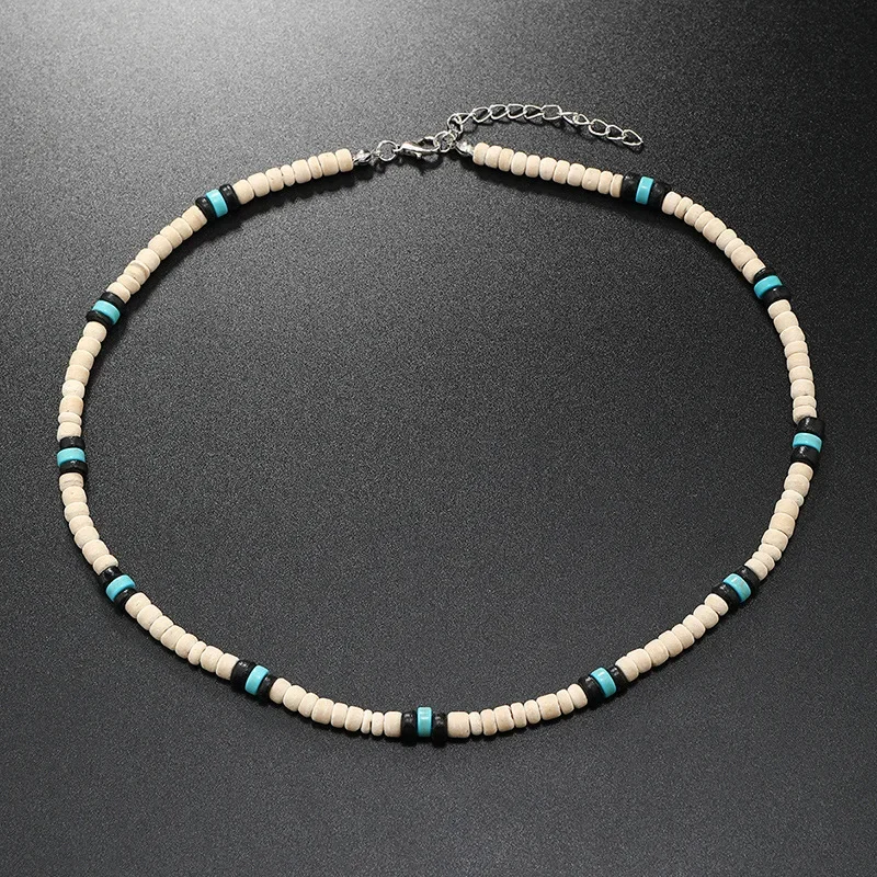 Vintage Coconut Shell Turquoise Chains Necklaces for Women Men\'s Surfing Choker Luxury Holiday Jewelry Collares