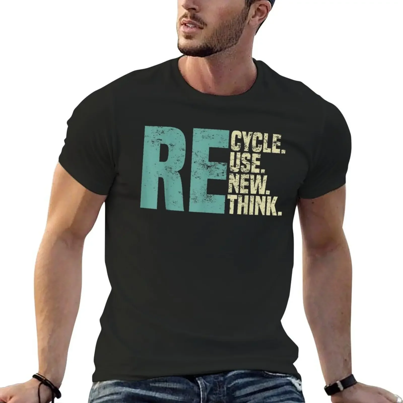 Recycle Reuse Renew Rethink, Activismm Earth Day, Crisis Environmental New T-Shirt plus size clothes mens vintage t shirts