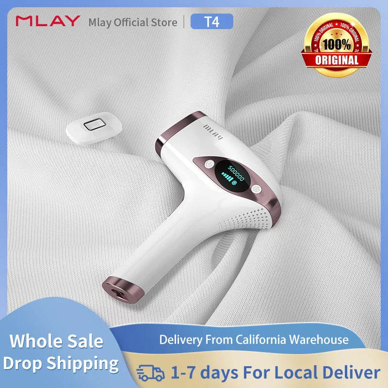 MLAY T4 IPL Laser Handheld Hair Removal Machine Ice Cool Permanent Face Body Bikini Epilator with 500000 Shots for Home Use