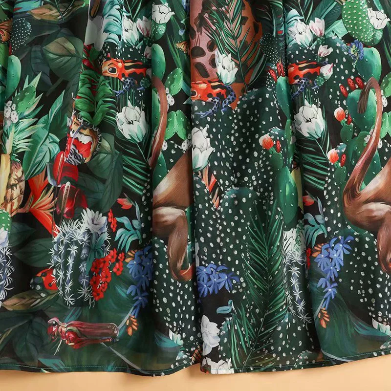 2023 New Fashion Designer Spring Autumn Women Long Sleeve Rainforest Floral-Print Maxi Dresses