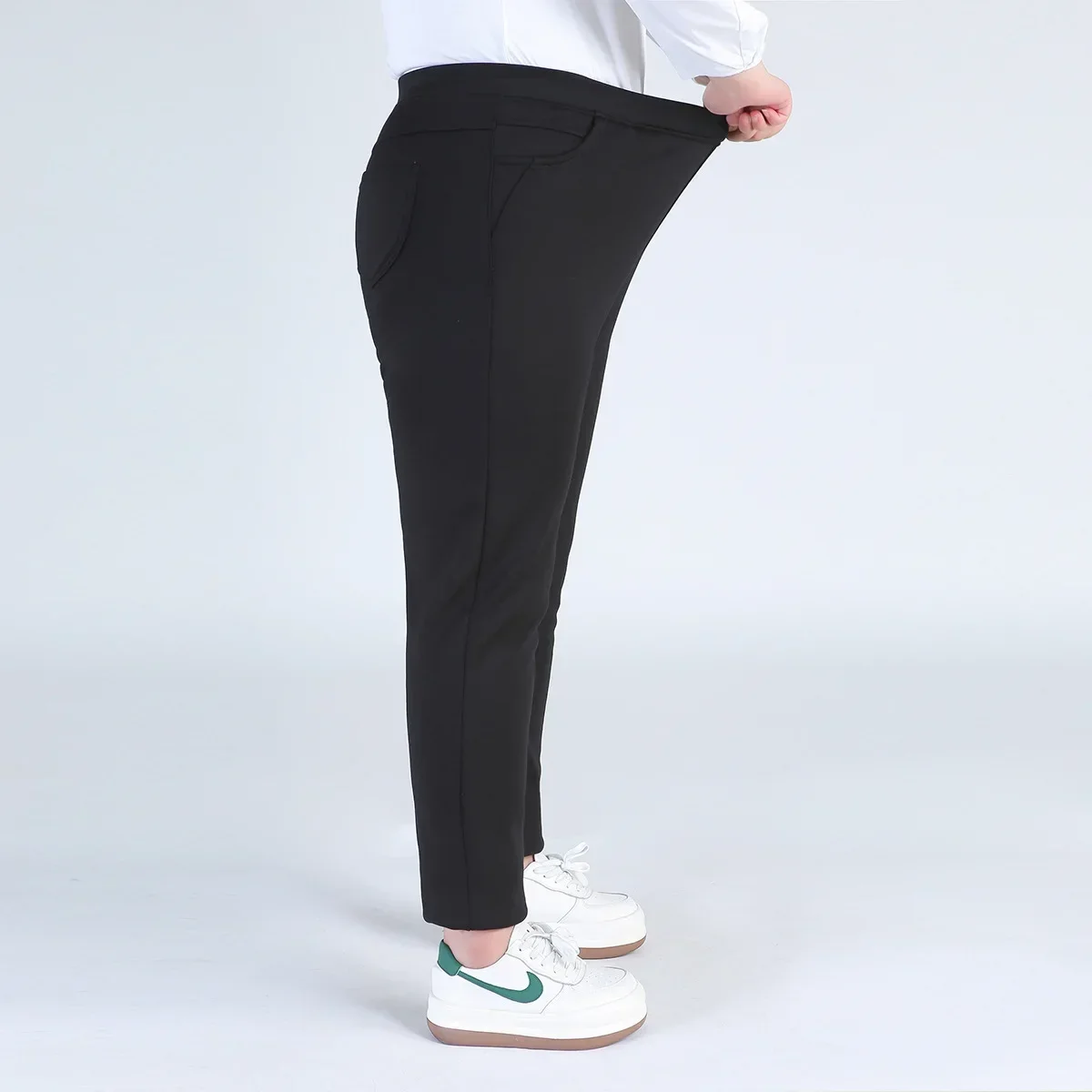 High Waist Winter Fleece Plus Size 140KG Women Pants 9XL 8XL 7XL 6XL 5XL High Stretched Warm Oversized Slim Fit Elegant Trousers