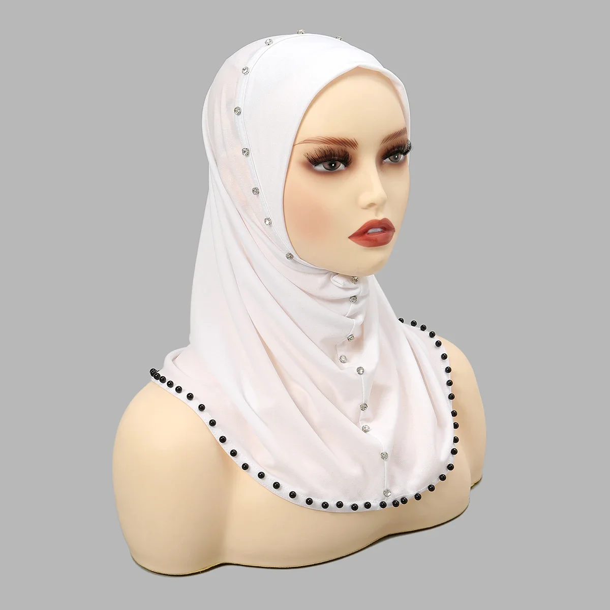 

Instant Hijab Scarf for Women Muslim Premium Jersey Head Scarf Wrap Soft Bead Rhinestone Turban Breathable Femme Musulman Scarfs