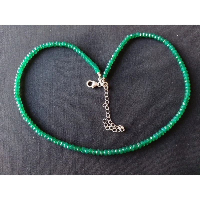 

A++ Green Onyx Faceted Rondelle Gemstone Beaded Beautiful Choker Necklaces 18''