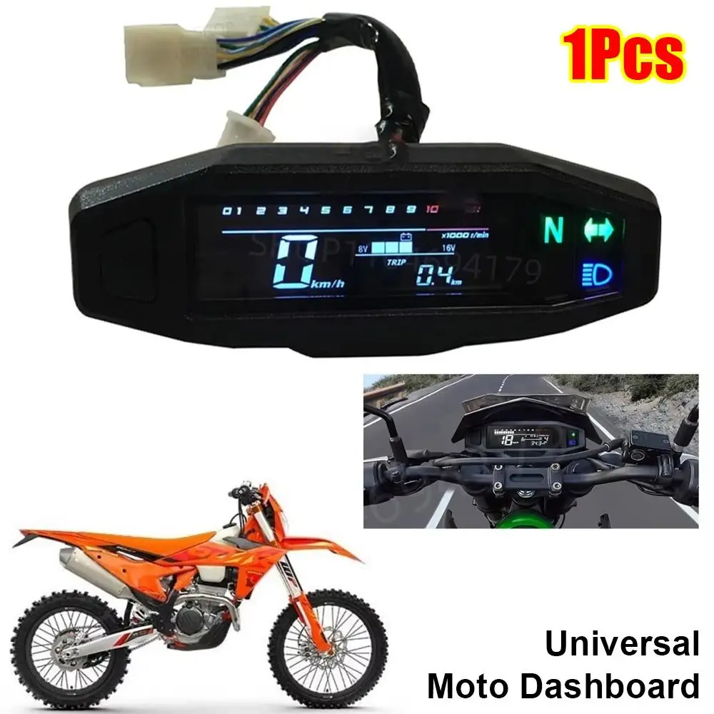 

1Pcs Durable Universal Motorcycle Speedometer Tachometer Meters LCD Digital Dashboard Black Waterproof Oil Gauge
