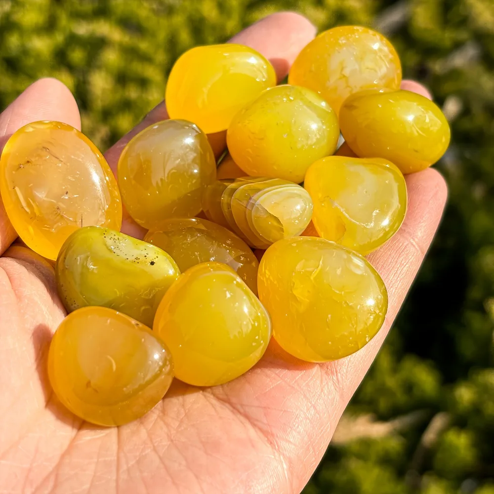 1Bag 100g/200g Natural Yellow Agate Tumbled Stone - Polished Crystal, Home Office Desktop Decor
