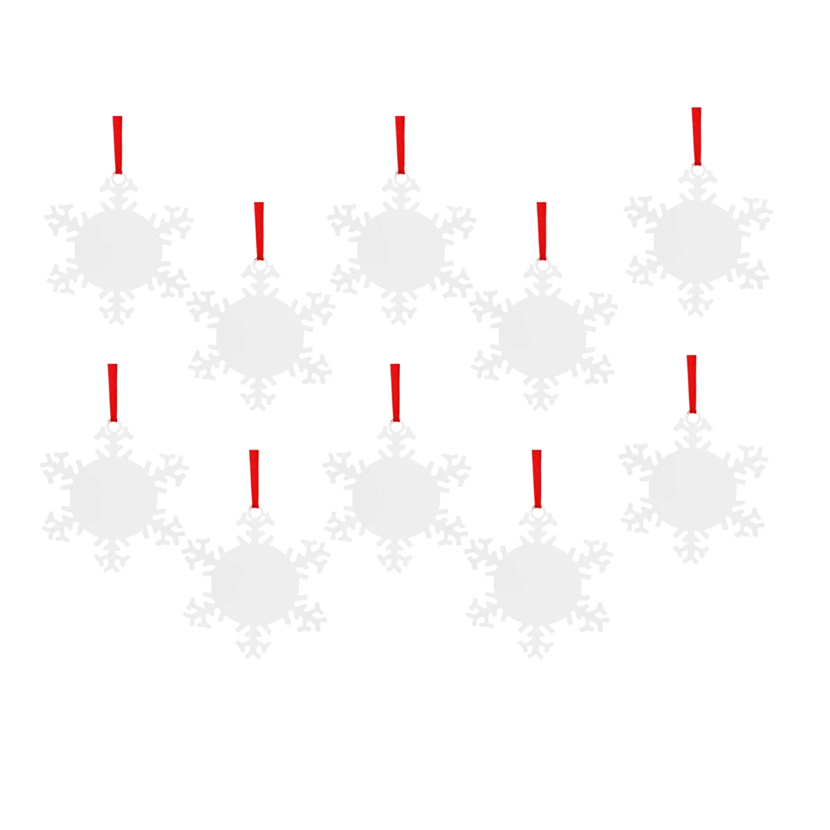 

10Pcs Christmas Tree Decoration Snowflake Pendant Wooden Double-Sided Heat Transfer Printing Hanging Ornament for Home Party