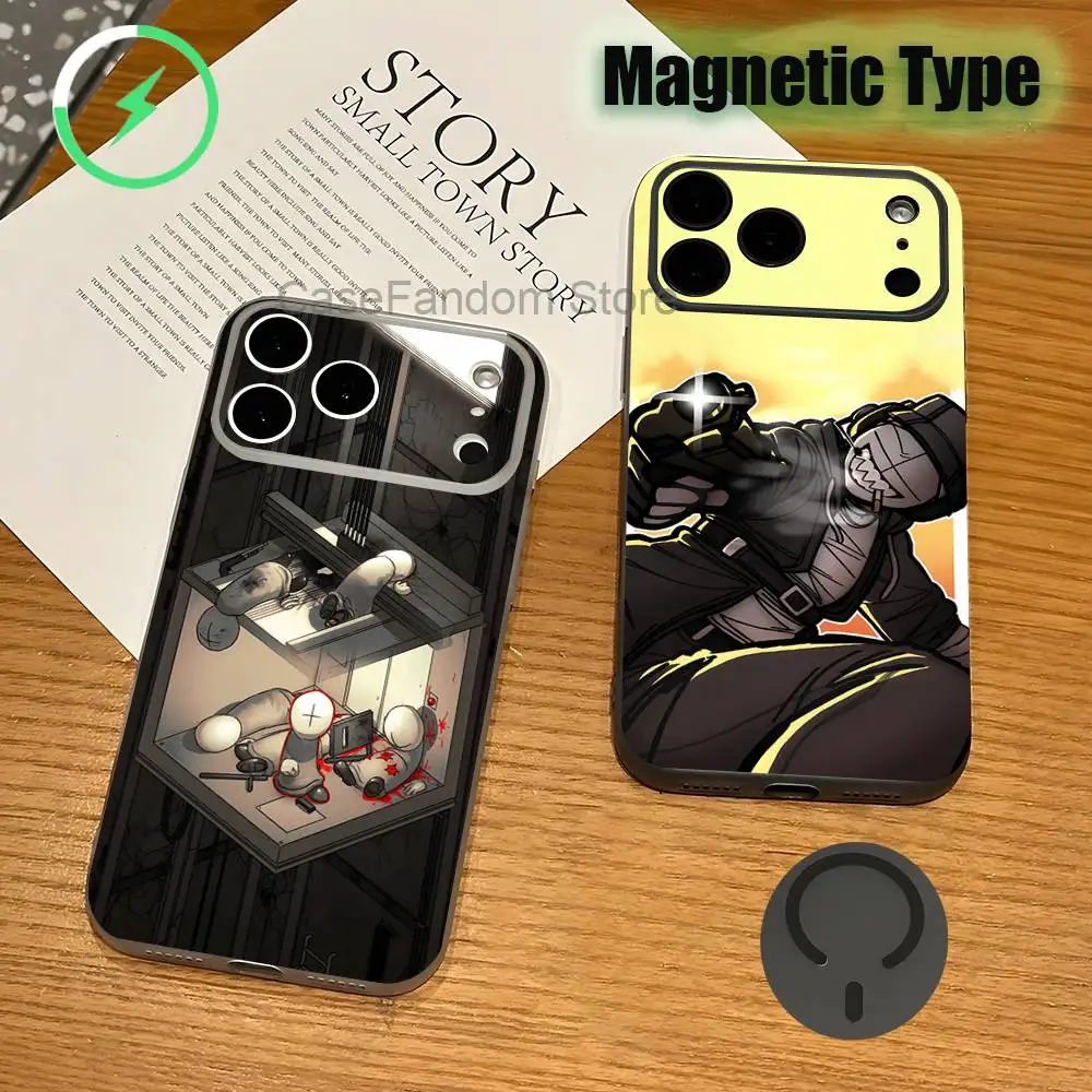 

D-Deimos M-Madness C-Combat Magnetic Wireless Charging Transparent gray Phone Case For iPhone 17,16,15,14,13,12,11,Pro,Max,Plus