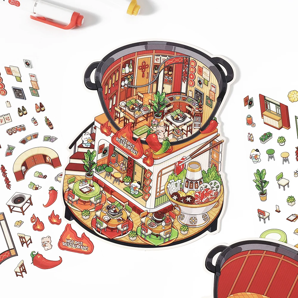 بطاقة عاشق 3 قطع [سلسلة المجلد المفتوح من اليوم] مقاومة للماء ثلاثية الأبعاد بطبقة مزدوجة ملصق مشهد رائع لطيف تصميم جديد مبتكر