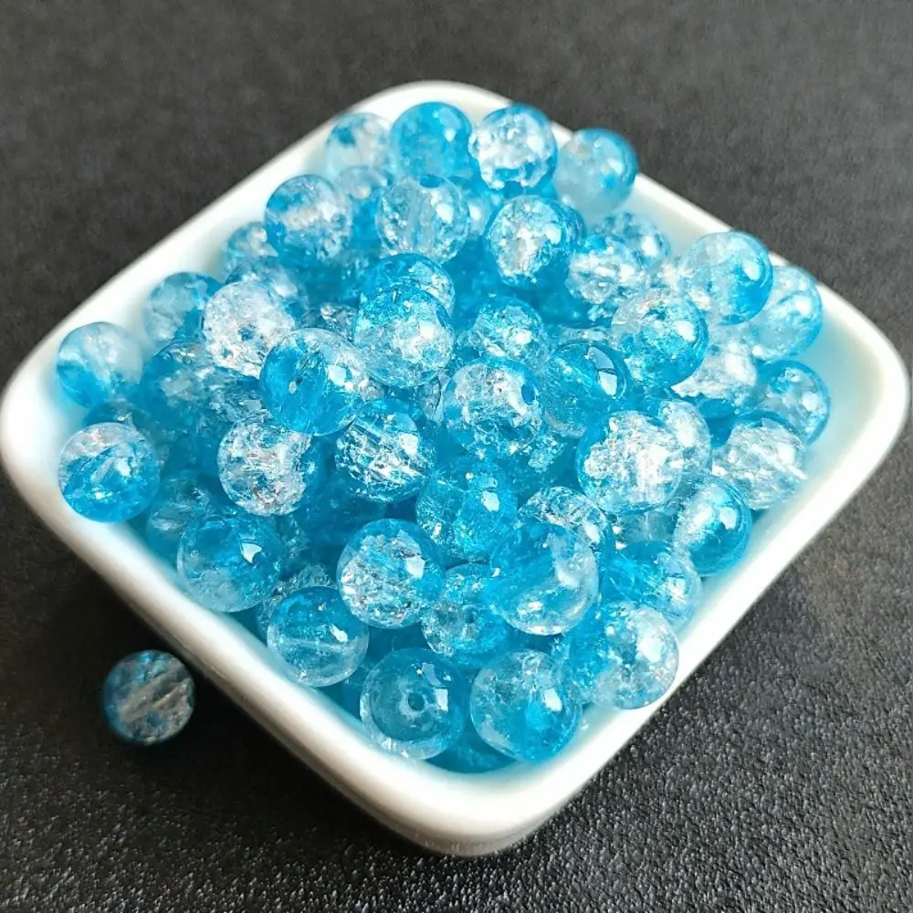 200pcs 8/10mm Colorful Glass Beads Starry Sky DIY Ice Cracks Glass Beads Crystal Texture Arts Crafts DIY Handmade Accessories