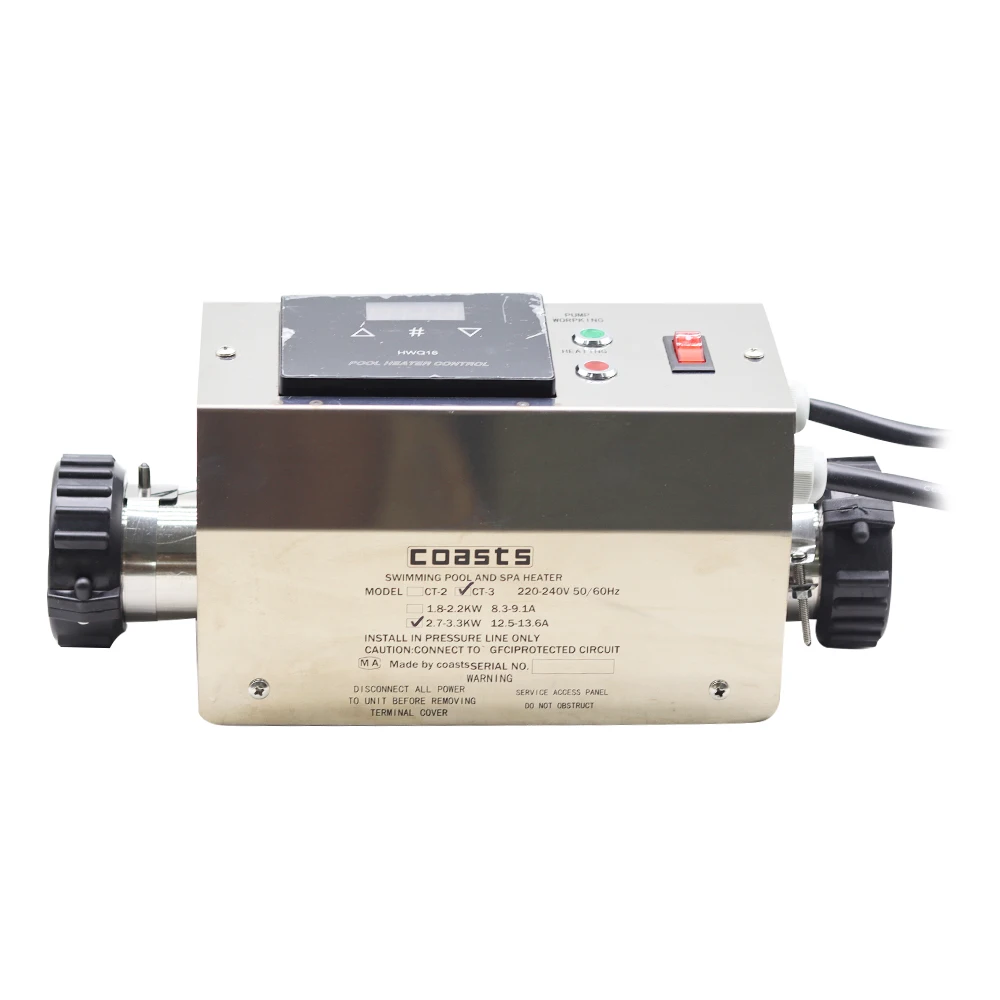 3KW Pool Heater Electric Swimming Pool and SPA Bath Heating Tub Water Heater Thermostat 220V Swimming Pool Accessories 220V