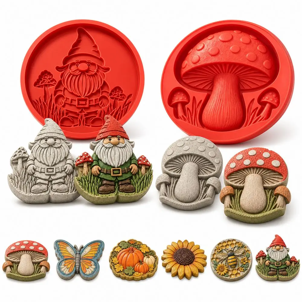 Silicone Mushroom Stepping Stone Mold Reusable Flexible Flower Concrete Mold DIY Garden Mold Easy Release Garden Pathway Mold