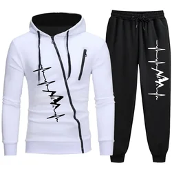 Tracksuit Men Diagonal Zipper Sweatshirts for Men 2024 Sports Suits Personality Daily Sweatsuit Two Piece Set Man Hoodie Jogging