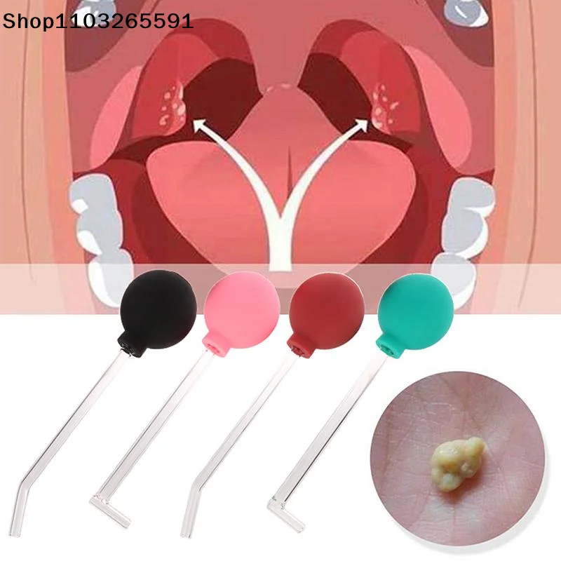 For Home Daily Oral Care Tonsil Stone Remover Kit With Soft Pink Silicone Suction Bulb Stainless Steel Dental Mirror