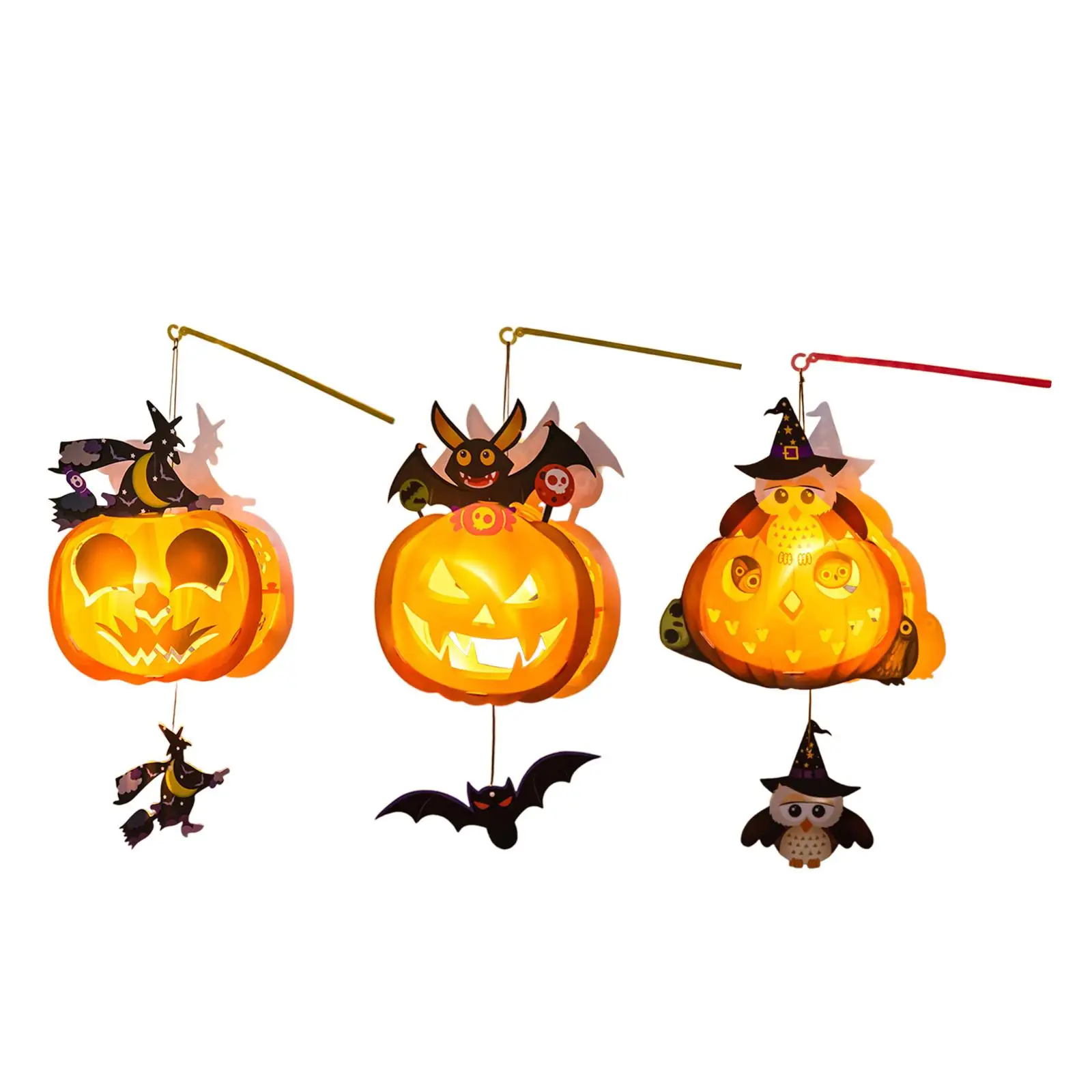 Halloween Pumpkin Lantern Decorative Ideal Gift Lantern Unfinished DIY Material Kit for Porch Yard Party Decor Patio Home