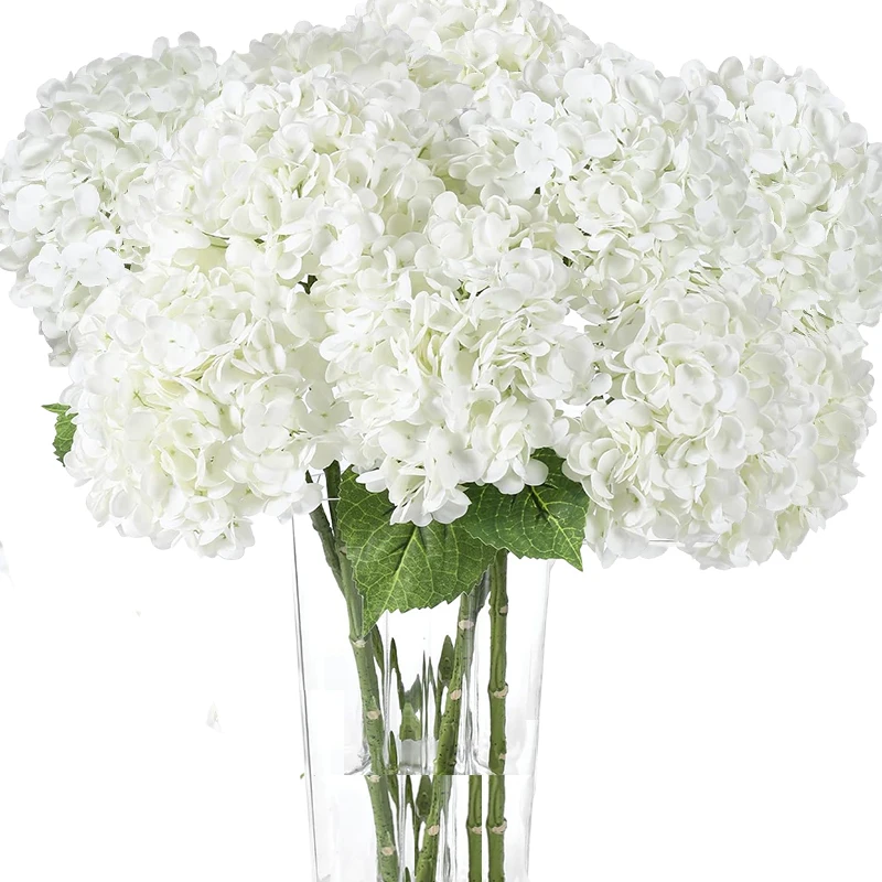 

10 Pcs Faux Hydrangea Flowers White Hydrangea Artificial Flowers Real Touch Hydrangea Flowers for Party Home Wedding Decor