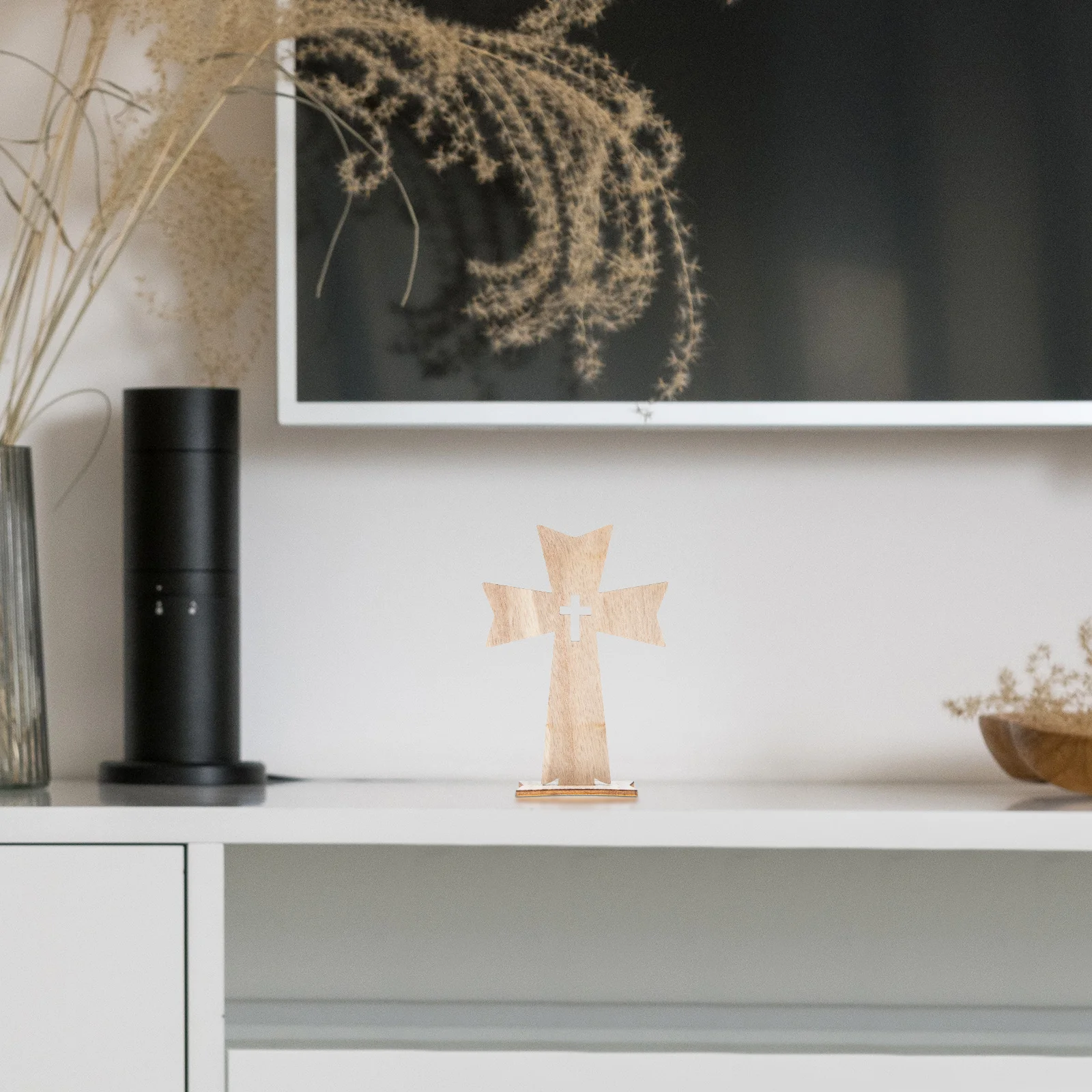 

20Pcs Wooden Cross Craft Exquisite Detailed Standing Table Cross Decoration for Bedroom Home Office Religious Symbol Decor