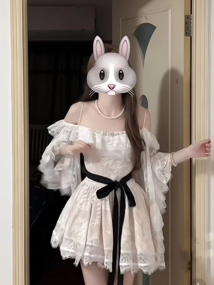 Japan Koreanischen Stil Bogen Süße frauen Kleider Sommer Subkulturelle Y2k Vestidos Mujer 2025, Sexy Punk Streetwear Maxi Kleid