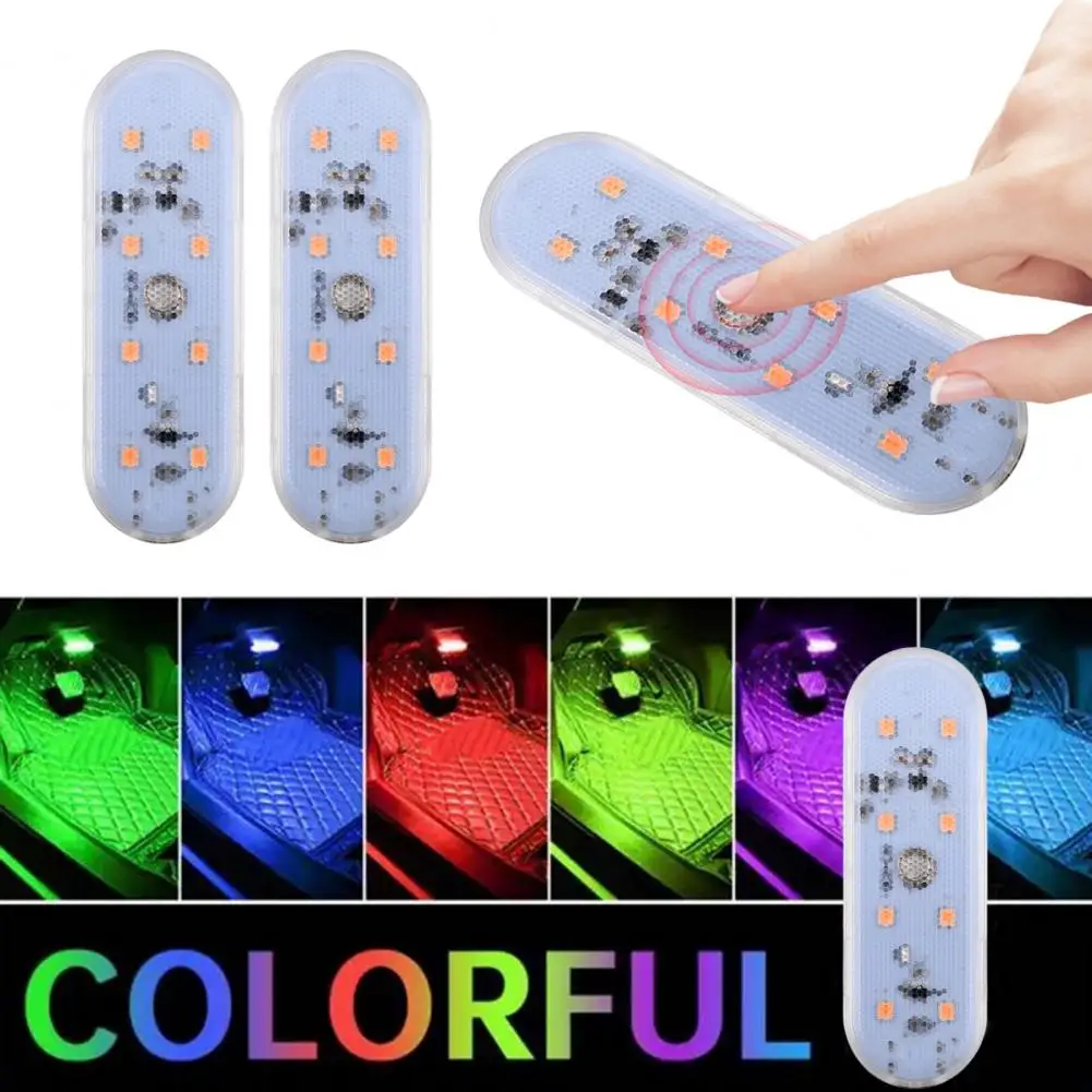 Car LED Light 7 Color Changing Waterproof LED Lamp Bead Mini Ambient Lighting Rechargeable Touch Control Auto Interior LED Light