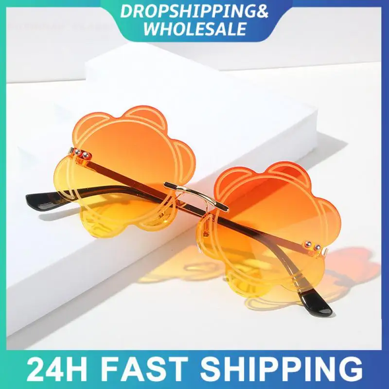 Flower Shaped Sunglasses Women Boho Fashion Glasses Funny Beach Party Eyewear Ladie Rimless Lens Summer Outdoor Cycling Eyeglass