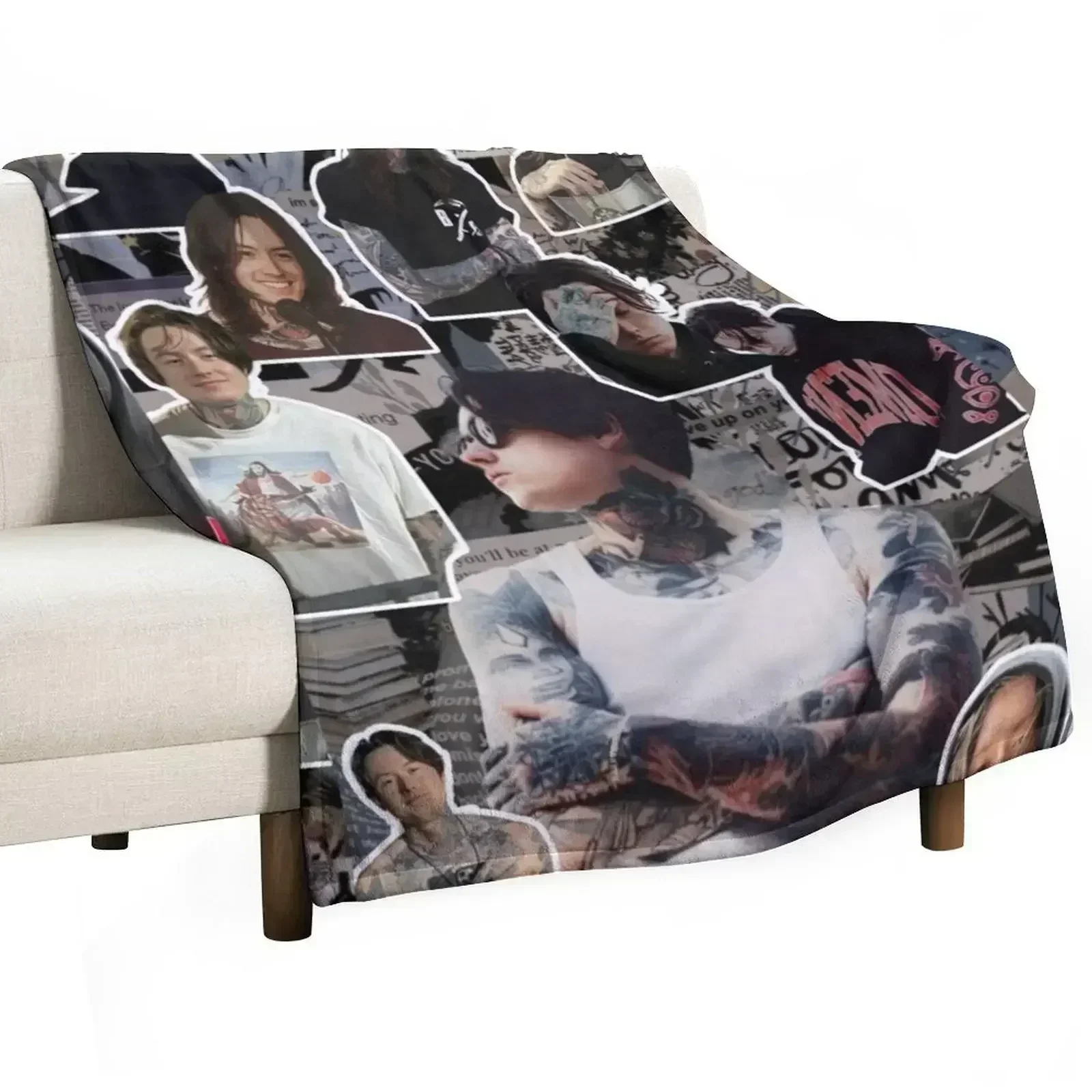 noah sebastian photo collage Throw Blanket for winter cosplay anime Bed linens Beautifuls Personalized Gift Plaid Blankets