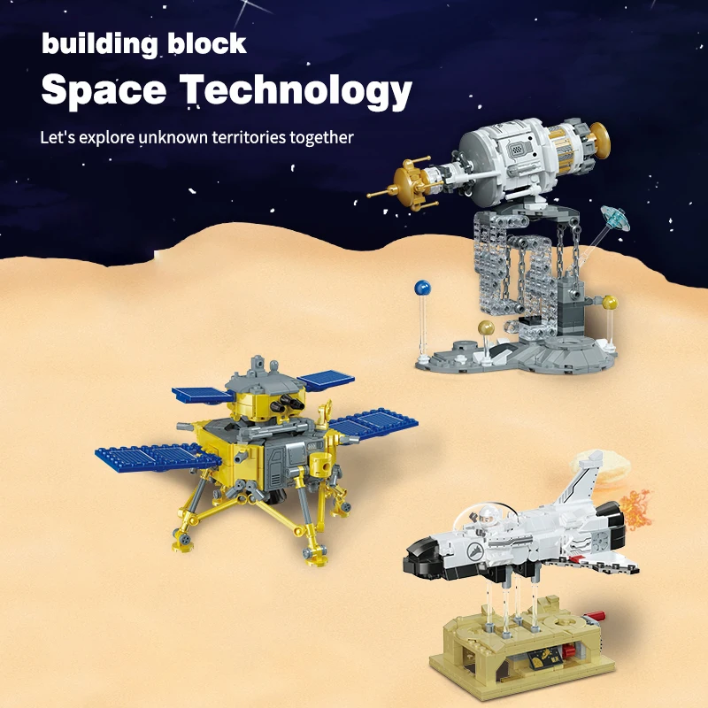 

527 шт., набор строительных блоков для космического корабля DFH-1, спутник Земли, Шэньлун, космический самолет, Chang'e 5, лунный зонд, аэрокосмические игрушки, подарок