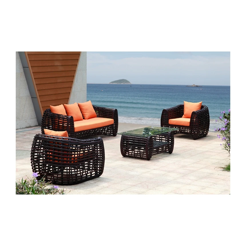 Aluminum Outdoor Garden Rattan Furniture Set Rope Furniture Set Patio Chair Luxury Sets Sofa