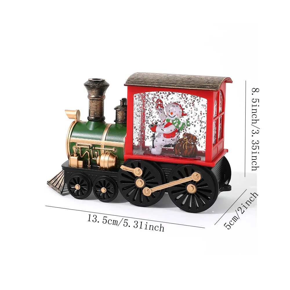 Christmas Eve Table Decoration Santa Claus Snowman Crystal Ball Music Box With Train Theme Holiday Gift Ornament For Home Decor