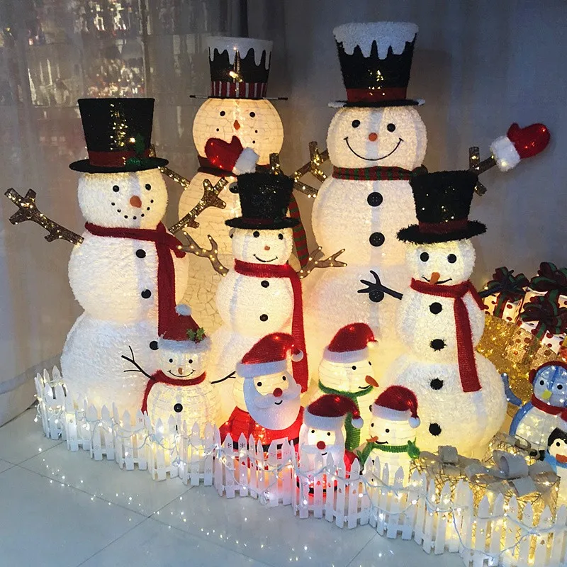 

Simulation luminous large Santa snowman ornament winter modeling window arrangement welcome Christmas decoration