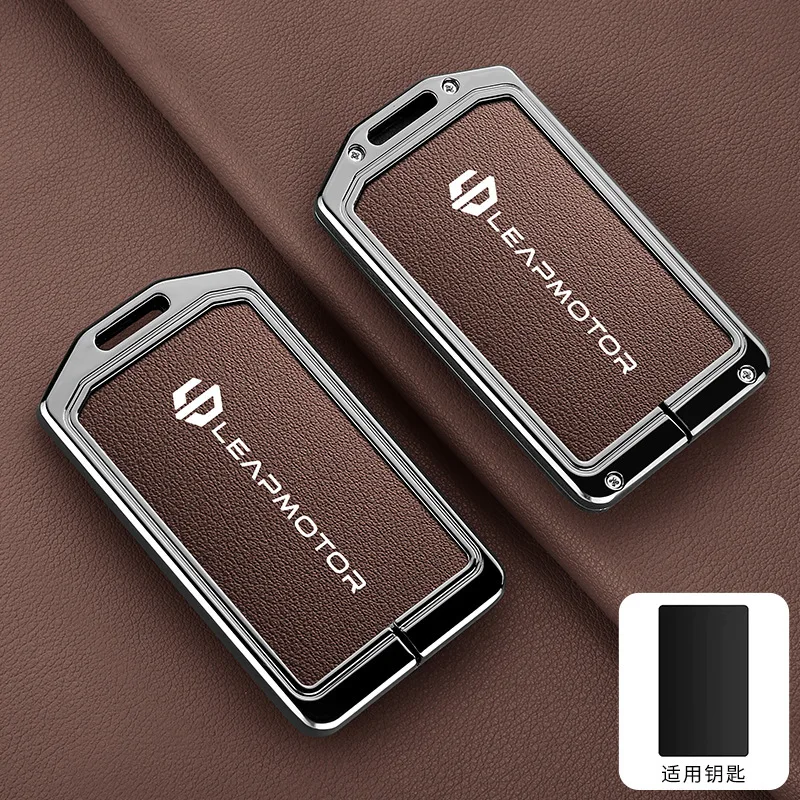 Auto Zink-legierung Leder NFC Karte Fernbedienung Schlüssel Abdeckung Fall Für Leapmotor C10 C11 C16 Schutz Halter Shell Auto Schlüsselbund Zubehör