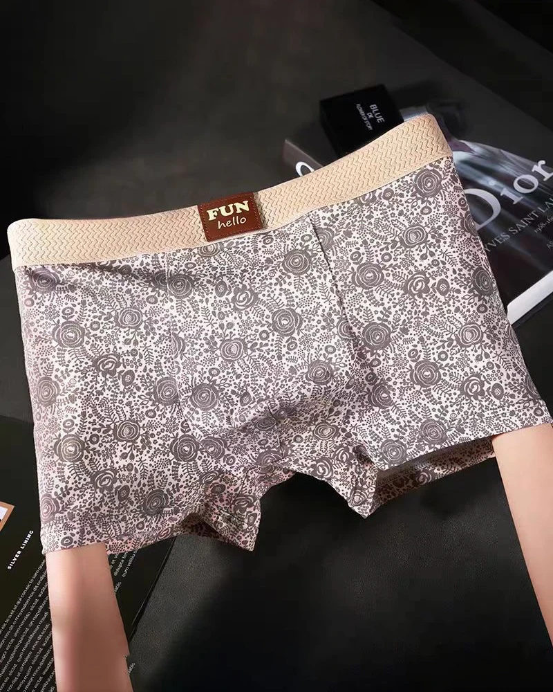 8PCS/Pack Romantic Rose Print Men's Panties Soft Comfortable Breathable Boxer Homme 3D Large Space Pouch Men Underwear
