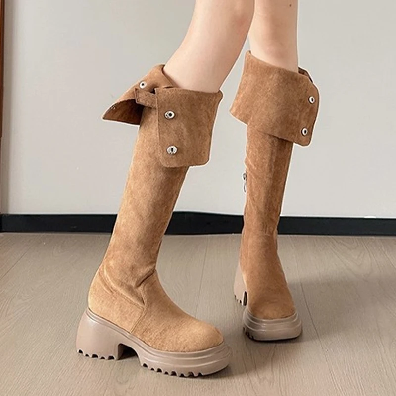 

Женские сапоги выше колена, туфли на платформе, ботинки челси на высоком каблуке, зима 202, элегантные модельные туфли, массивные туфли-лодочки, зимние ботинки для женщин