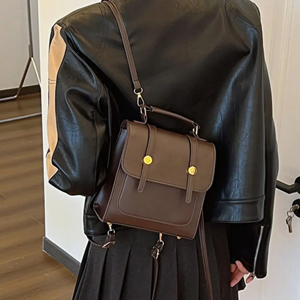 Wysokiej jakości torba szkolna do spędzania wolnego czasu Modna torba na ramię w stylu vintage Casualowy plecak damski ze skóry PU