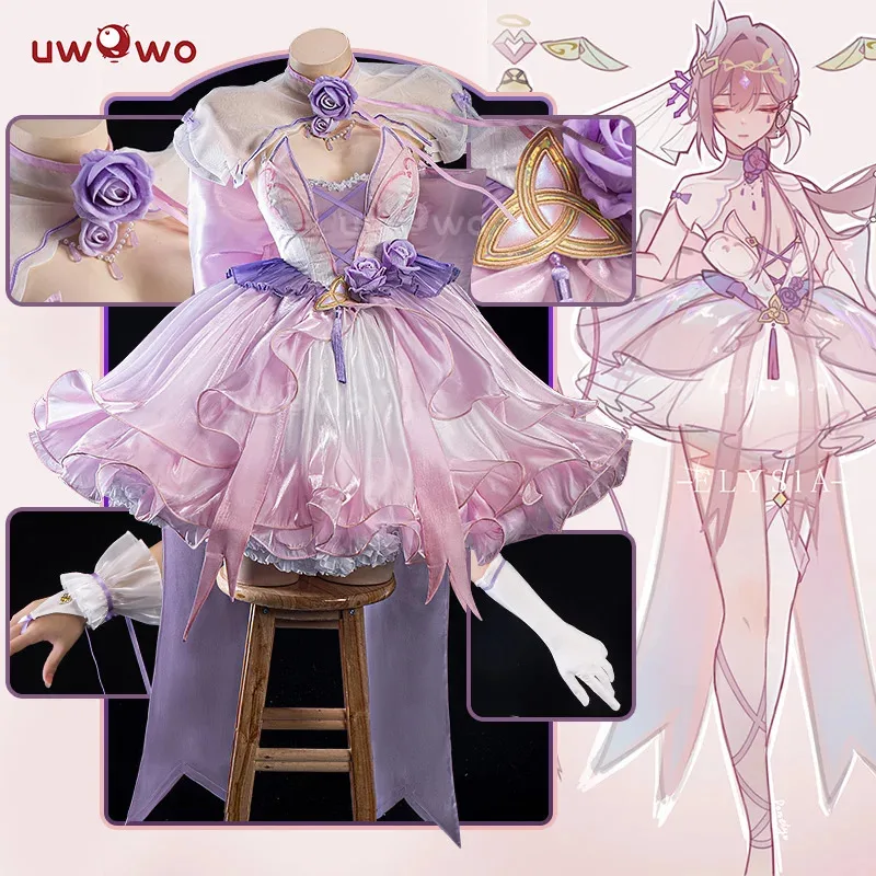 qq28LQIN STOCK UWOWO Gioco Honkai Impact 3: Elysia Fanart 'Luminous Sands' Dress Cosplay Cos con fiocco Halloween Co