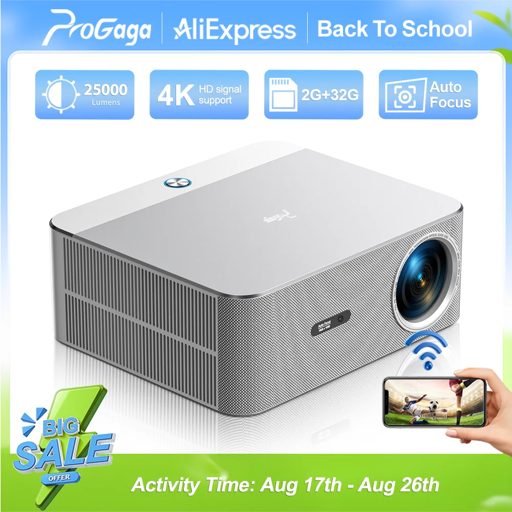 Home Cinema Videoprojecteur - PROGAGA PG610W 1080P projecteur natif 4k