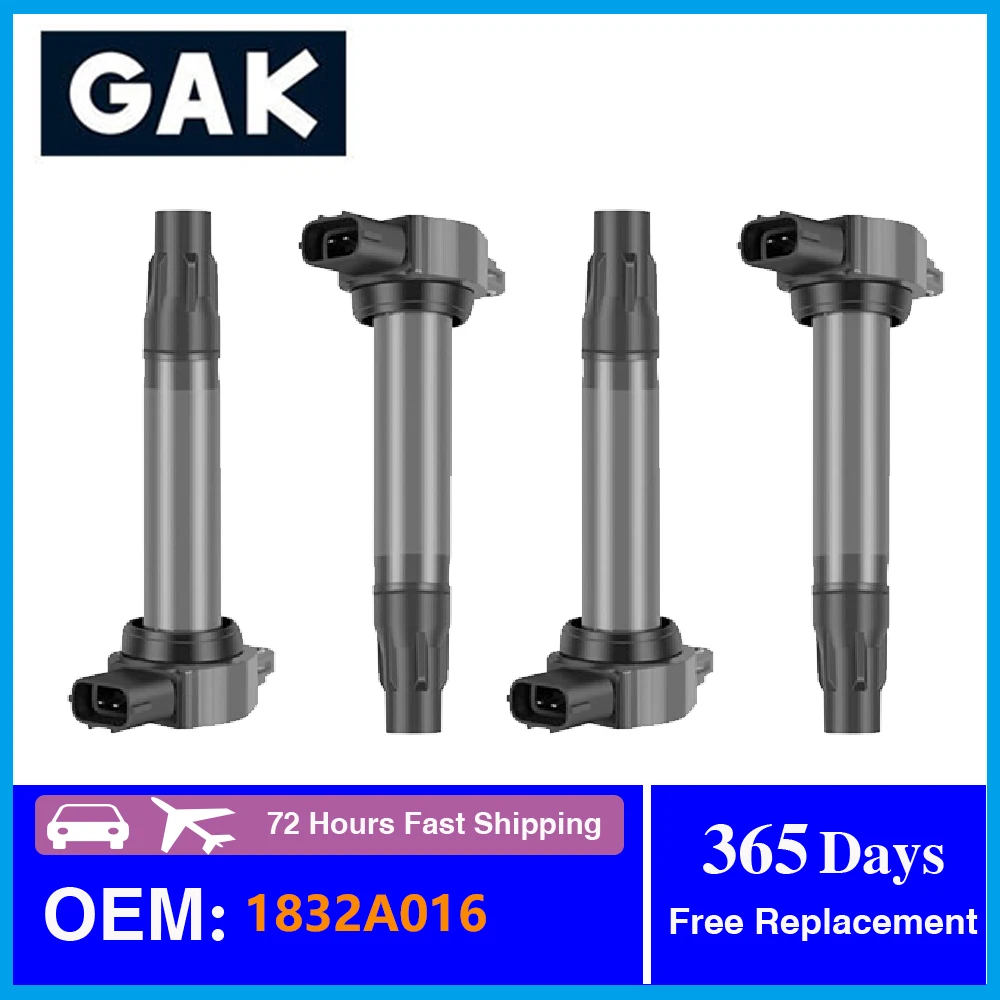 4pcs GAK New Ignition Coil #1832A016 For Mitsubishi ASX Lancer Outlander Citroen C-crosser Peugeot 4007 Replacement Parts