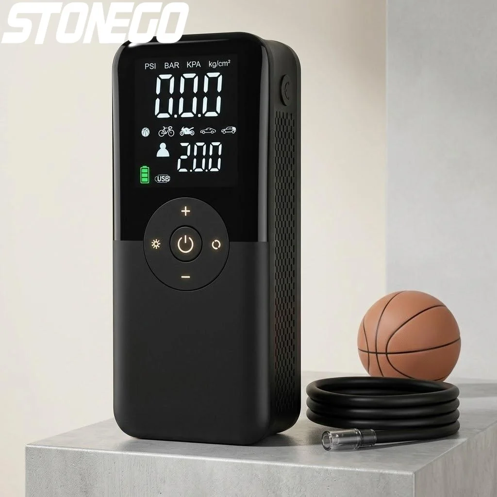 Portable Rechargeable Cordless Air Pump Tire Inflator High Pressure Compressor for Motorcycle Car Bicycle Sports Balls 12V