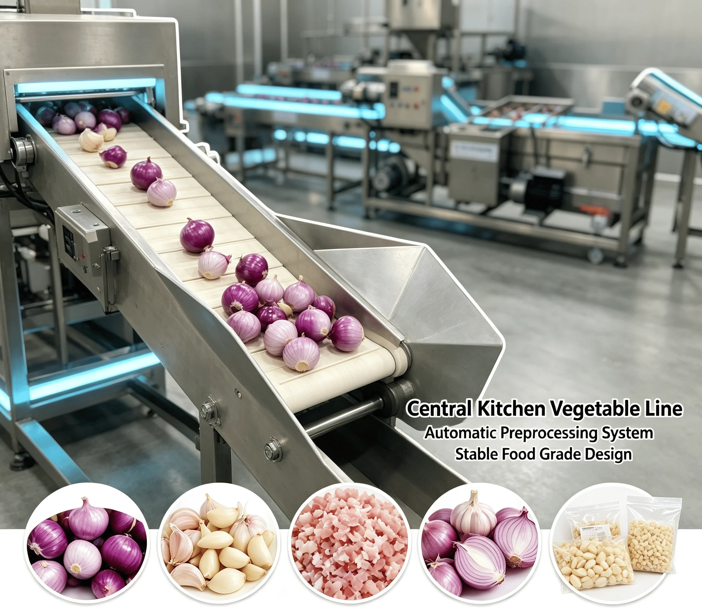 Commercial Vegetable Deep Processing Line Garlic Onion Peeling Sorter Equipment For Paste Production Customized