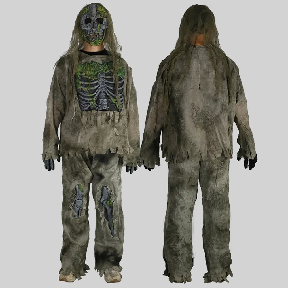 Children Skeleton Living Dead Zombie Costume Cosplay Bloody Swamp Skull Monster Purim Adult Halloween Carnival Party Costume