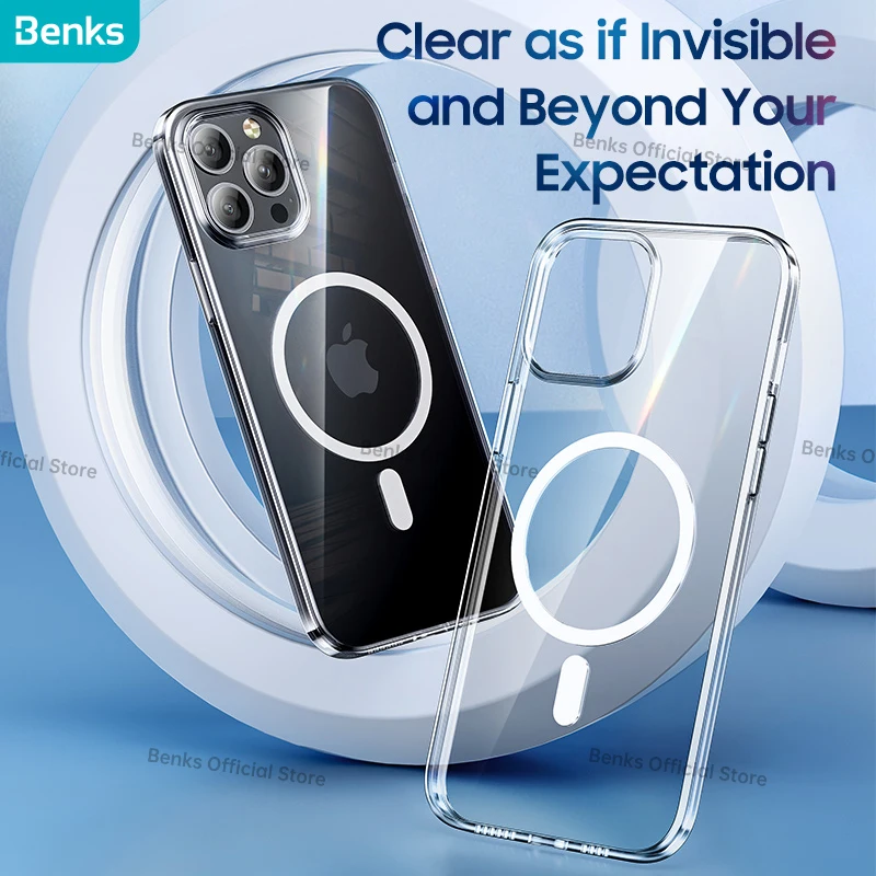 Benks Transparent Magnetic All-Inclusive Phone Case, Anti-Fingerprint, Anti-Drop Cover, Apple iPhone 14 Pro Max