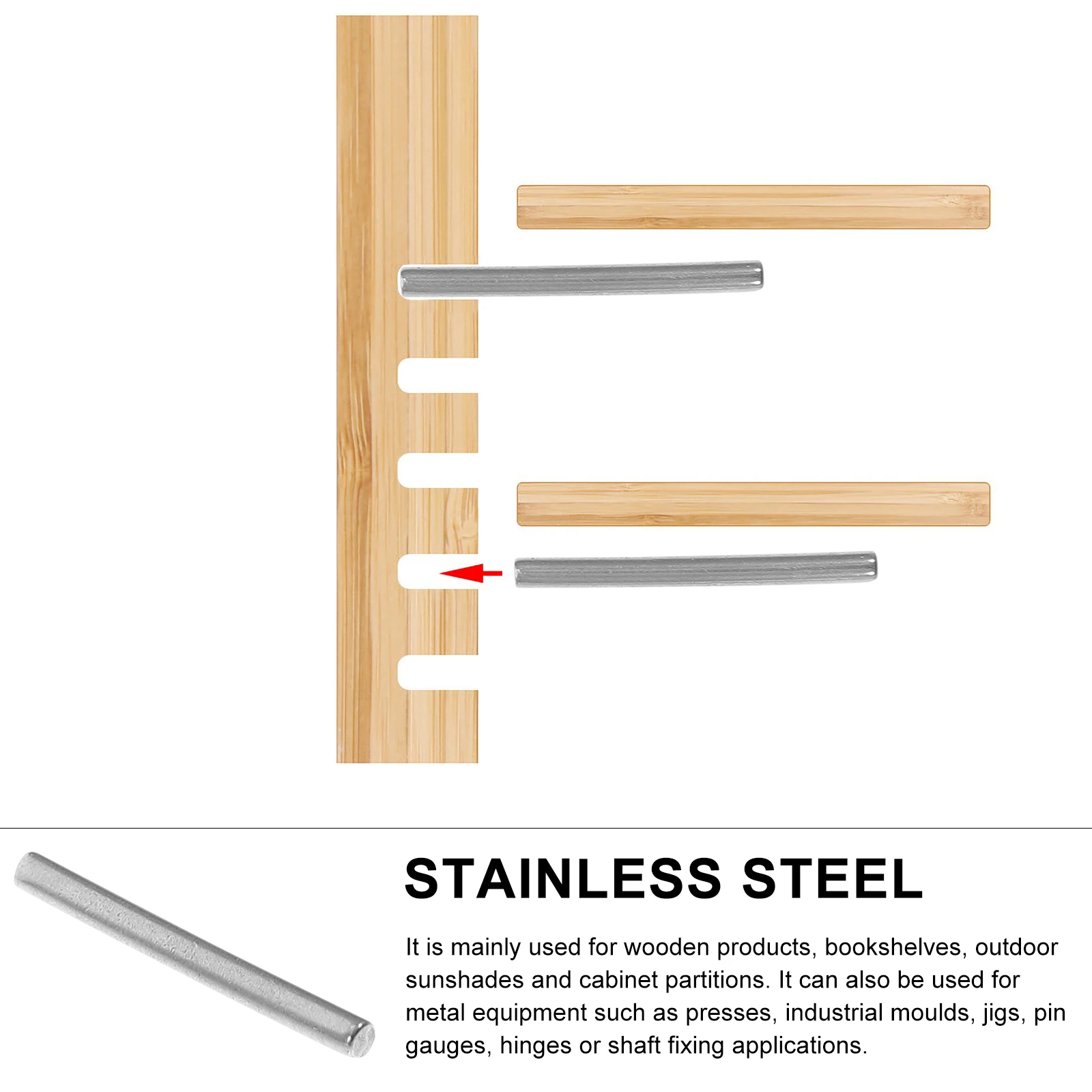 

200pcs Cylindrical Dowel Pin 18Mm Stainless Steel Shelf Support Fastener Furniture Installation Pin Furniture Accessory Metal