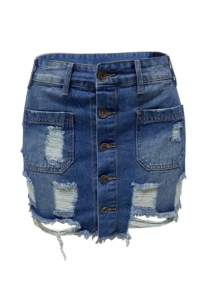 Women's Denim Skirt New ripped, slim-fit hip wrap dress A-line Middle  Waist Mini Skirt 2024 Summer New Fashion